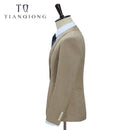 TIAN QIONG 100% Polyester Suits Men 2018 Slim Fit 3 Piece Business Wedding Suits Men Khaki Tuxedo Jacket Brand Mens Formal Suit