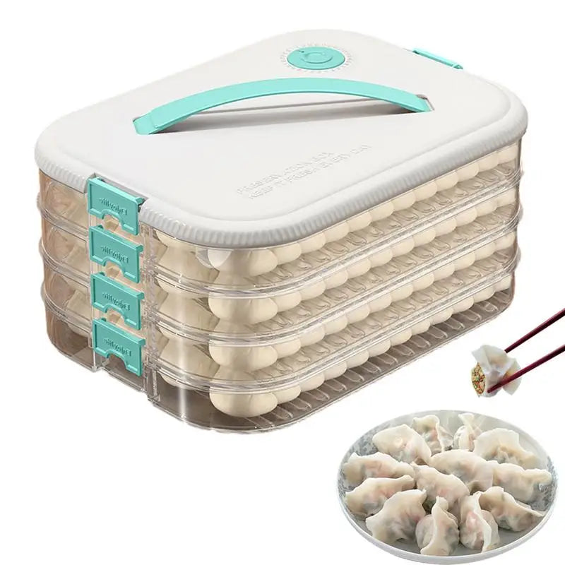 4 Layers Food Storage Containers Kitchen Organizer Dumpling Storage Box with Lids Refrigerator Transparent Food Storage Box