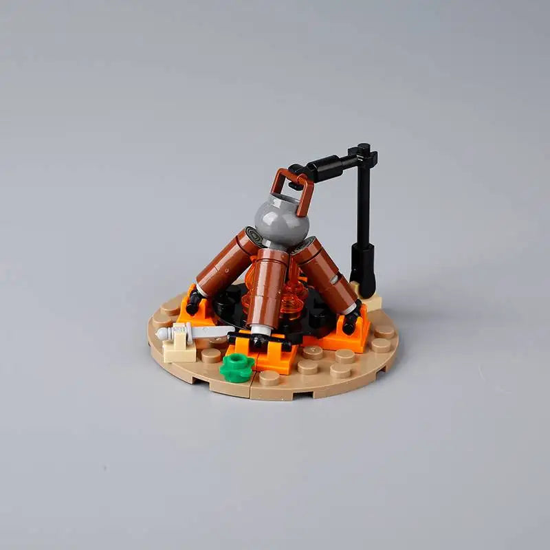 MOC Medieval Castle Building Blocks kit Tent Campfire Siege Car Hanging Cage Trial Bench Guillotine Weapon Toys Gifts Mini Brick