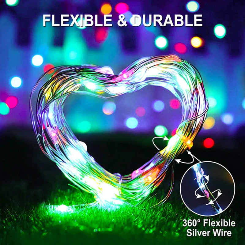 Outdoor Solar String Lights Waterproof Garden Fairy Lights with 8 Lighting Modes for Patio Trees Christmas Wedding Party Decor