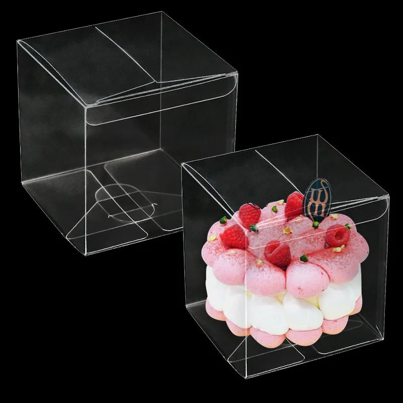 10Pcs Clear PVC Candy Gift Box Transparent Cookie Chocolate Cake Packaging Boxes Baby Shower Birthday Wedding Favors Christmas