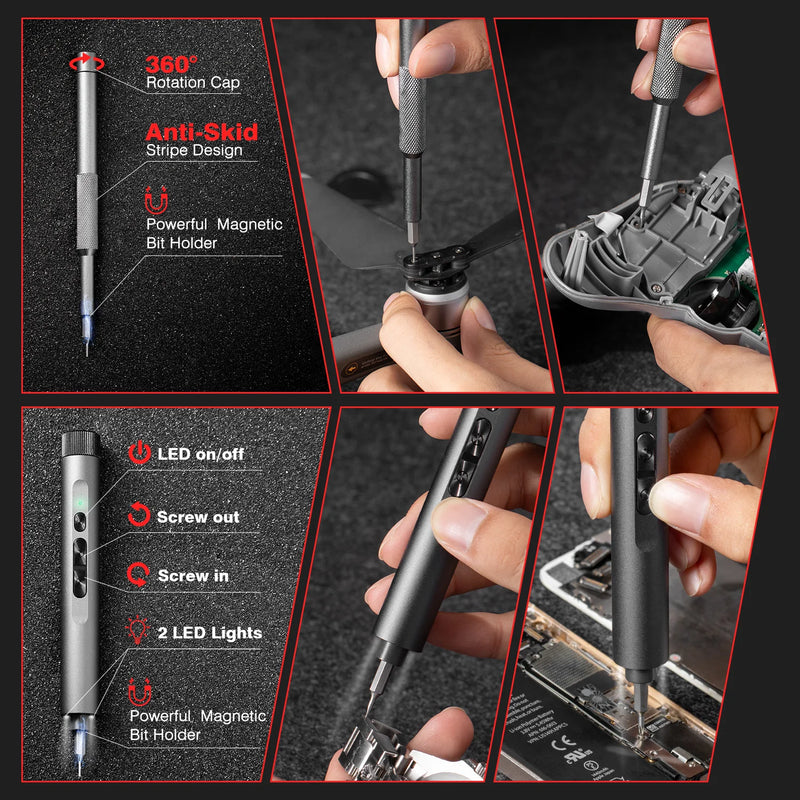 138 In 1 Electric Professional Screwdriver Set Cordless Multifunctional iPhone & Glasses Repair Tool Magnetic Bit Household Kit