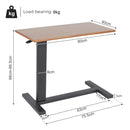 Adjustable Height Overbed Table Bedside Sofa Side Table with Hidden Wheels Hospital Bed Table Rolling Laptop Desk