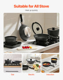 SucceBuy 17 Pcs Nonstick Cookware Set Granite Pots and Pans Set Induction Cookwares Kitchen Cooking Set w/Frying Sauce Saute Pan
