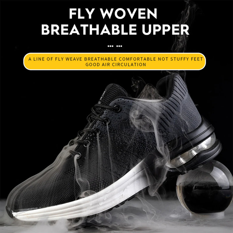 Air Cushion Work Safety Shoes For Men Women Breathable Work Sneakers Steel Toe Shoes Anti-puncture Safety Protective Shoe