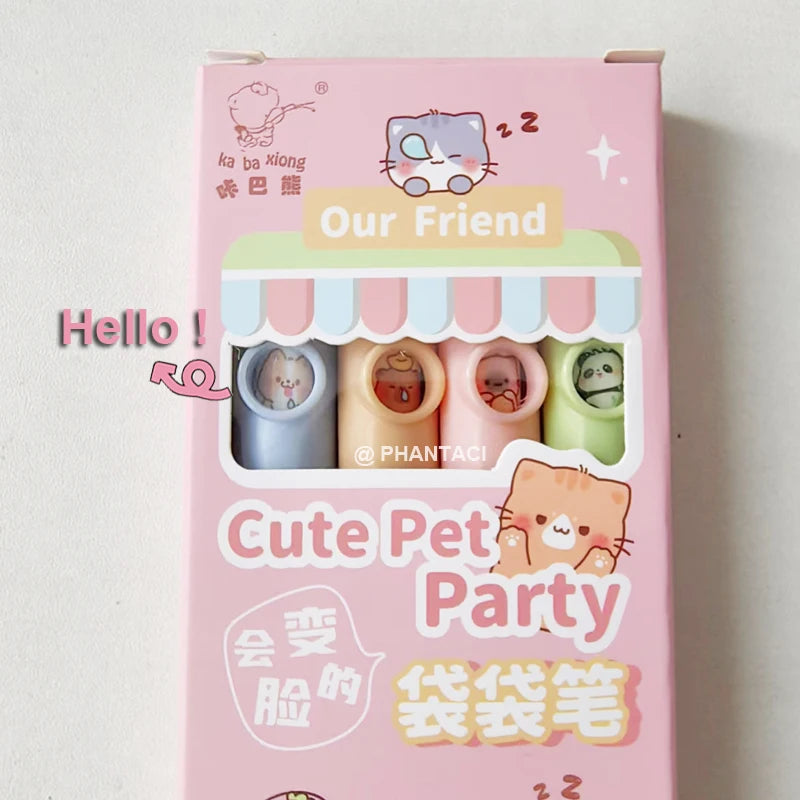 4PCS/Set Cute Animal Pocket Pen Cartoon Gel Pen Quick Drying Gel Ink Pen 0.5MM Black Refill Writing Pen Capybara Neutral Pen New