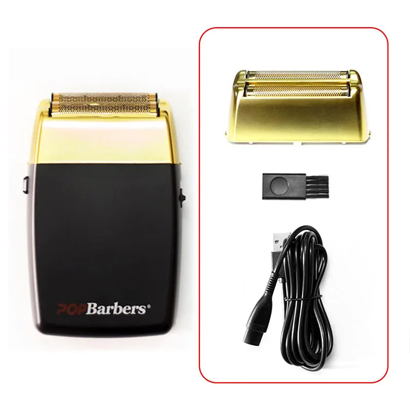 11000 RPM POP Barbers P620 Professional Electric Men's Beard Trimmer Double Foil Shaver Electric Shaver USB Hair Cutting Machine