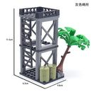 Military MOC Sentry Building Block Soldier Sandbag Fence Cannon Shell Barbed Wire Weapon Rack Training Field Watchtower Toy K018