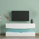 Floating TV Stand with 3 Drawers and LED Lighting TV Cabinet with Open Shelves High-Gloss Console Table Storage Cabinet