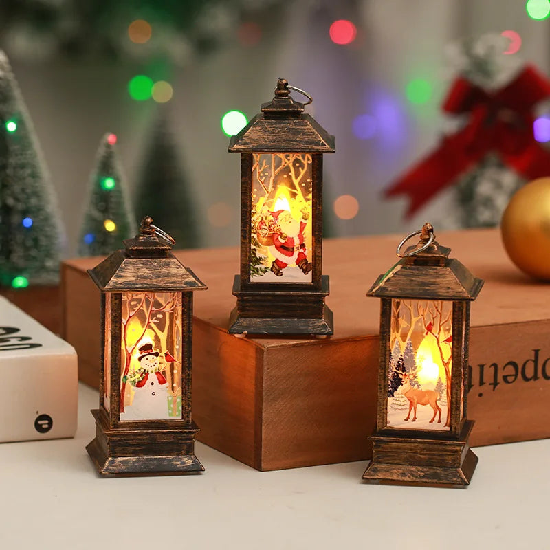 9PCS Christmas Candlestick Lamps Christmas Desktop Decorations Table Lamps Night Lights  Santa Claus Decoration