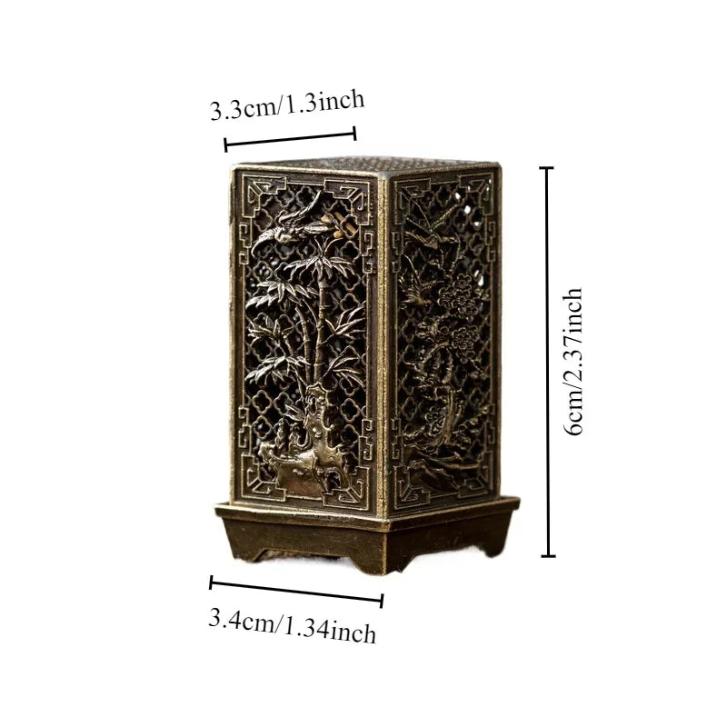 Square Vertical Incense Burner Small Xiangyun Alloy Incense Holder Indoor Aromatherapy Home Ornament Chinese Plum Inense Burners