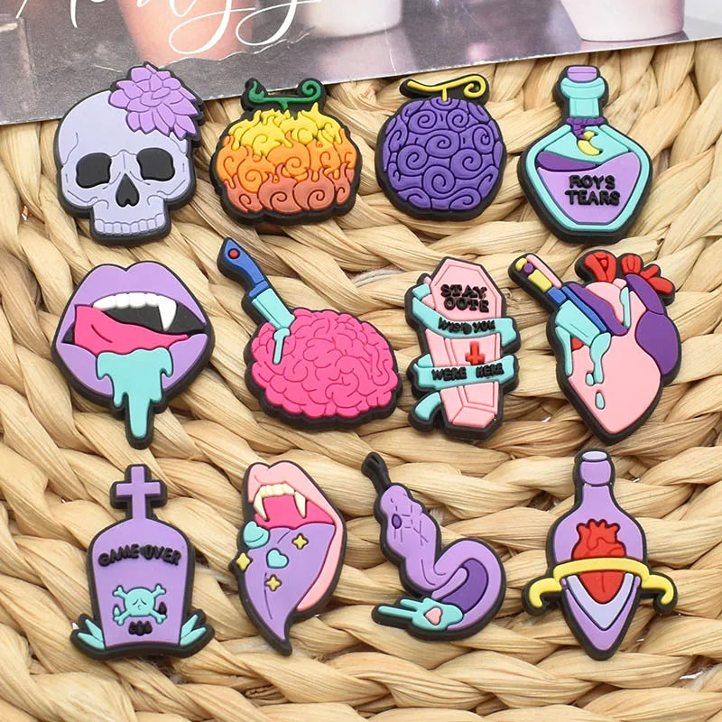 1pcs Halloween  Charms Purple  Accessories Magic Witch Body Organs Shoe Decorations Pins for Women Girls Gift