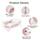 Foldable Baby Bathtub for Infants to Toddlers 0-24 Months, Portable Travel Multifunctional with Newborn Cushion & Anti-skid Pad