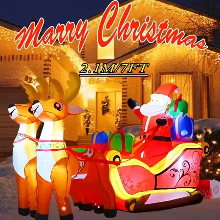 Santa Claus Waving Hand 1.8m Inflate Model Christmas Decoration Glowing Doll Cartoon Giant LED Lamp Party Gifts Outdoor Lawn