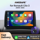 AWESAFE Car Radio Autoradio for Renault Clio 3 2005-2014 Wireless Carplay Screen Android Auto Stereo GPS Navi FM RDS Multimedia