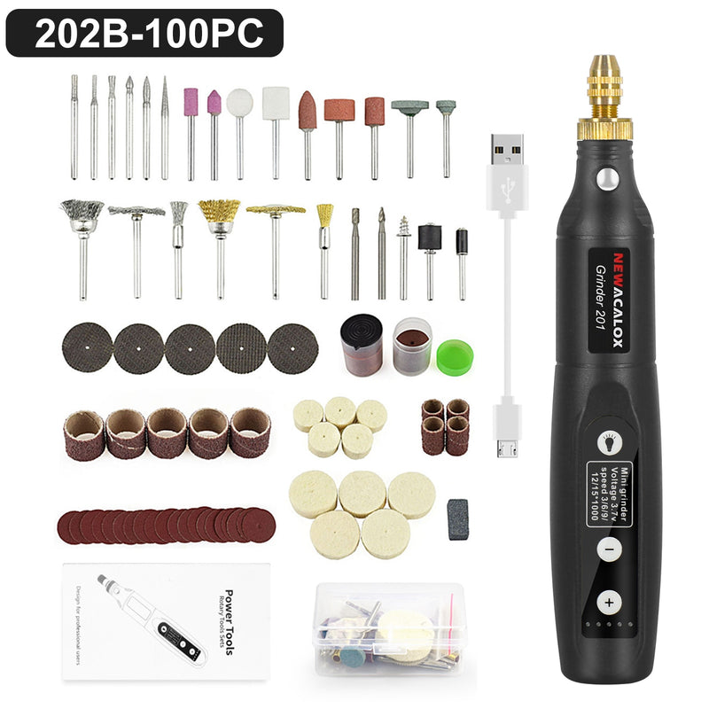 NEWACALOX USB Charging Variable Speed Mini Grinder Machine Rotary Tools Kit Grinder Set with 126pcs Engraving Accessories Kit