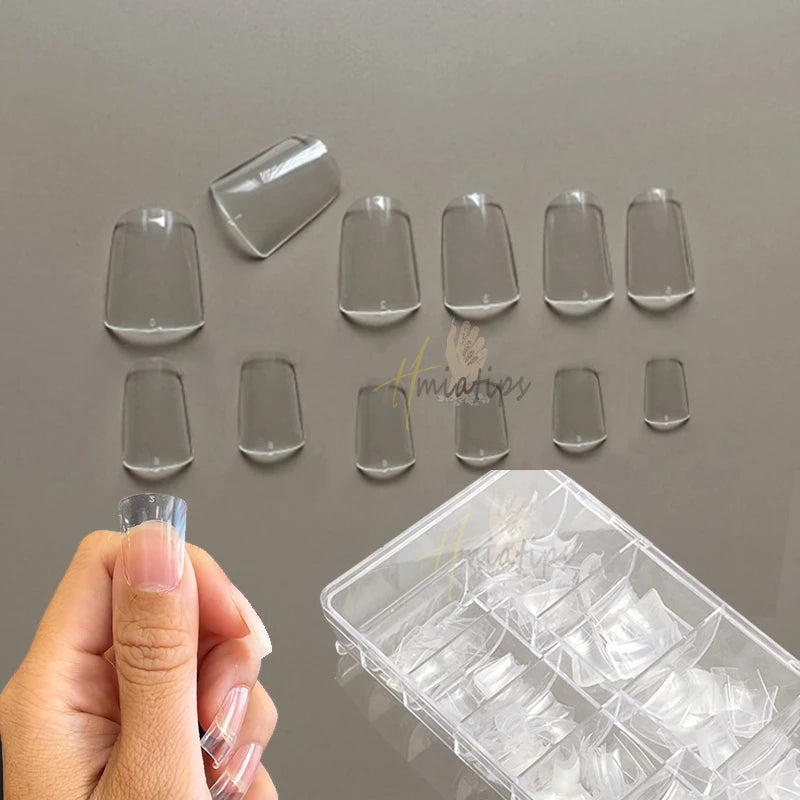 1box Short Duck False Nail Tips Full Cover Press On Extension French Acrylic Capsule Nail Supplies