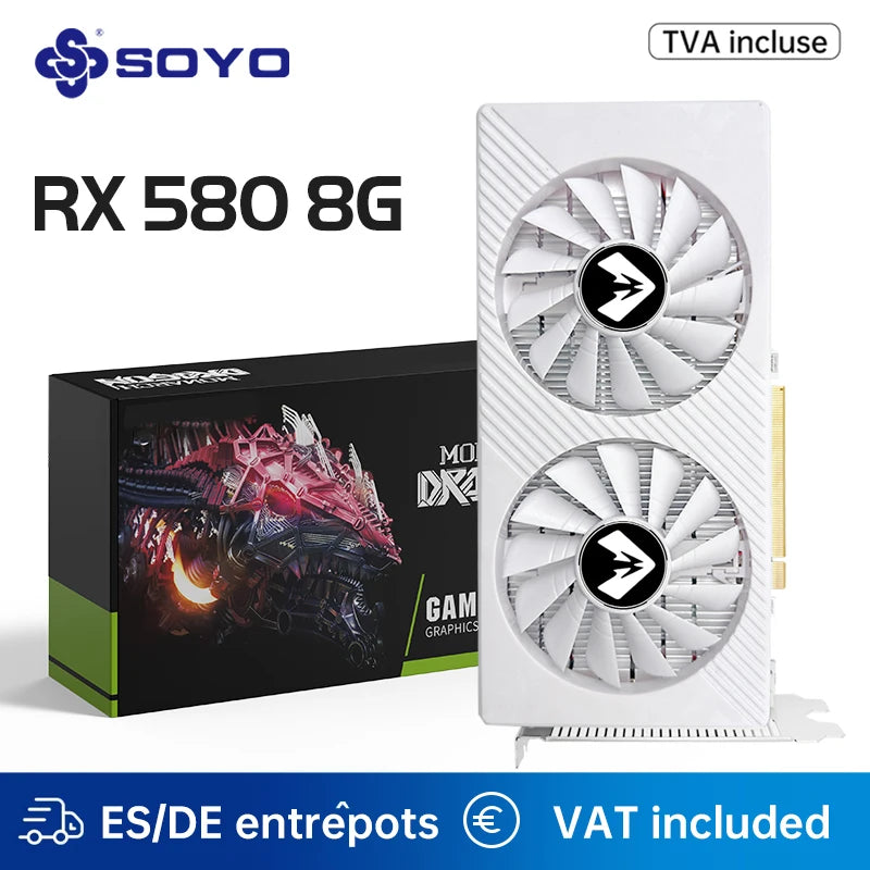 SOYO Graphics Cards Radeon RX580 8G GDDR5 Memory Video Gaming Card PCIE3.0x16 GPU Desktop Computer Components AMD RX 580 8G