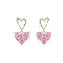 2023 New Premium Pink Zircon Heart-shaped Pendant Earrings Student Girls' Sweet Accessories For Party Women's Luxury Set Jewelry