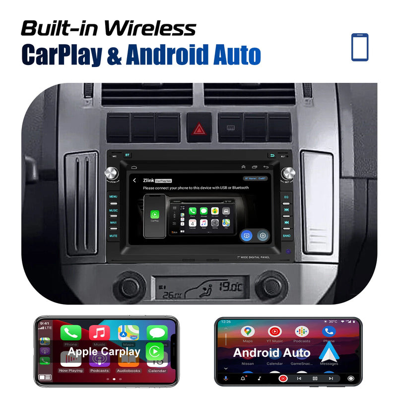 ESSGOO 7" Android 13 2+64G Wireless Apple Carplay Autoradio Für VW Polo 9N Golf 4 Passat B5 T5 GPS NAVI RDS Wifi Bluetooth FM EQ