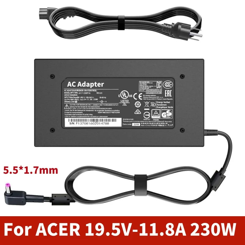 230W 19.5V 11.8A AC Charger For Acer Predator Helios 300 PH315-53 PH315-54 PH317-55 PT515-52  Laptop Power Adapter Supply Cord