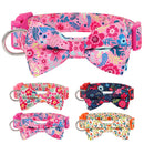 Blumenbedrucktes Nylon-Hundehalsband Verstellbares Frühlings-Hundehalsband mit Schleife für kleine, mittelgroße und große Hunde, Mops, Chihuahua