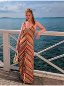 The Meridian Line | Colour-Block Halter Maxi Dress