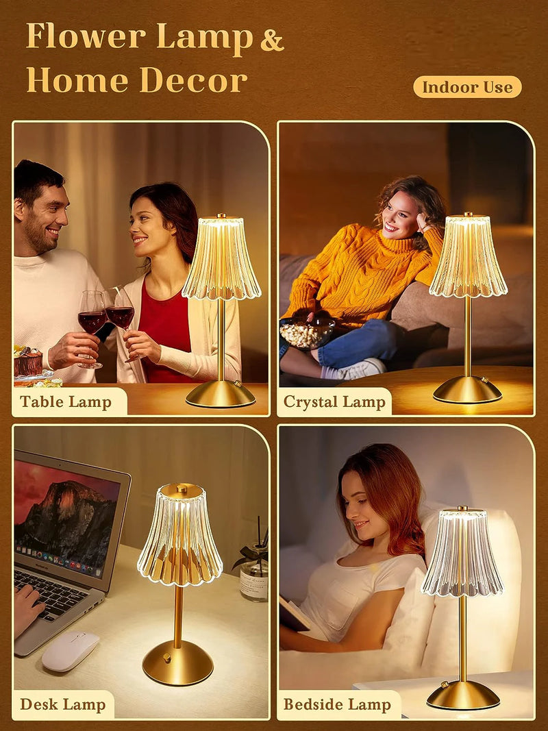 Table Lamp LED Touch Sensor Desktop Night Light Rechargeable Wireless Reading Lamp for Restaurant Hotel Bar Bedroom Decor Light
