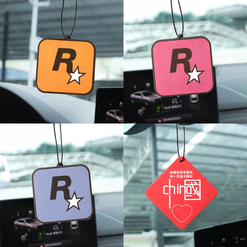 2Pcs Car Rockstar Fragrance Tablets Car Interior Pendant Pendant Air Freshener Aromatherapy Essential Oil Hanging Decoration