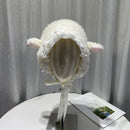 Cute Lolita Beanie Hat Easter Christmas Little Lamb Ears Hat Costume Party Cosplay Small Ear Cap Earflap Hat
