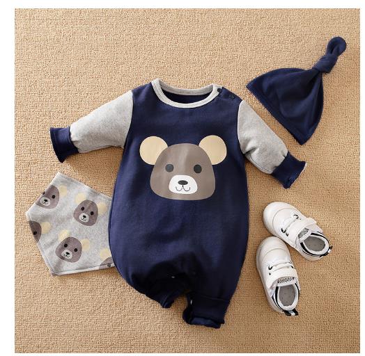 Newborn baby jumpsuit, baby boy and baby cotton covered foot jumpsuit. 9