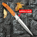 12" Large Folding Pocket Knife, EDC Knife, Stainless Steel Blade and Wooden Handle Folding Knife for Men Outdoor Camping Hunting