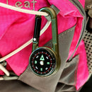 Multifunctional Smart Hiking Metal Plastic Carabiner Mini Compass Thermometer Keychain (Random Color)
