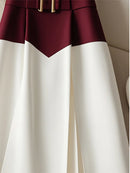 Women's Casual Red White Patchwork Skirt Y2k Elegant Chic Streetwear A-Line Long Skirt Harajuku Korean Vintage High Waist Skirt