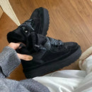 Womens Snow Boots Winter New Retro Round Toe Low-top Lace Up Warm Plush Flat Shoes Fashion Versatile Non Slip Casual Sport Shoes