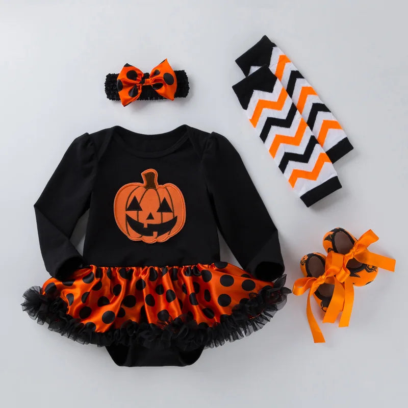 0-24M Baby Girl Boy Costume Pumpkin Clothes Newborn Romper Infant Tutu Dress Outfit Cosplay Bodysuit Toddler Halloween Clothes