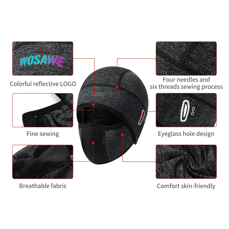 WOSAWE Cycling Cap with Mask Winter Men Women Windproof Fleece Keep Warm Hat Hiking Motorcycle Ski Outdoor Sports Headwear