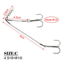 Spinpoler Corkscrew Pike Rig Stinger Fishing Hook For Soft Lure Super Sharp Double Treble Hooks 2 1 1/0 2/0 Wire Line Tackle