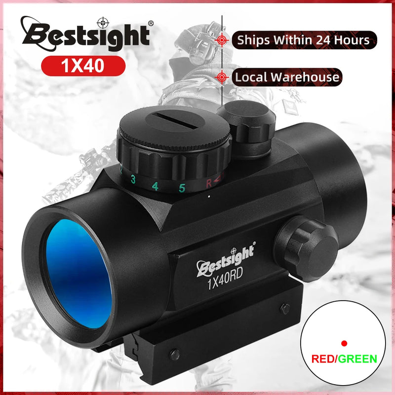 1x40 Red Dot Scope Sight Rifle scope Green Red Dot Collimator Dot With 11mm/20mm Rail Mount Airsoft Air Hunting