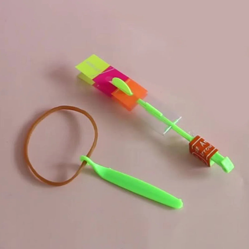 100-10PCS Amazing Light Toy Arrow Rocket Helicopter Flying Toy LED Light  Luminous Slingshot Toys Rubber Band Catapult Fun Party