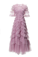 Quality Brand Designer Summer Holiday Layers Ruffles Cake Dress Women Long Maxi Prom Dresses Evening Midi Tulle Vestidos