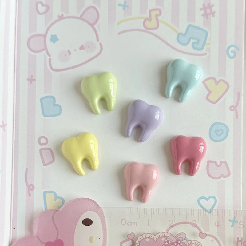 20 Pcs New Cute Cartoon Animal White Small Teeth Series Resin Scrapbook Diy Jewelry Children Gift Hairpin Accessories C05