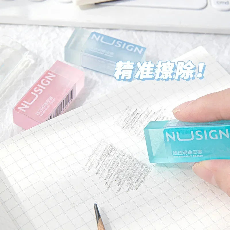 Cute Erasers Transparent Visiable Eraser Ins Simplicity Solid Color Eraser Soft Wipe Clean Eraser Lovely Stationery Supplies