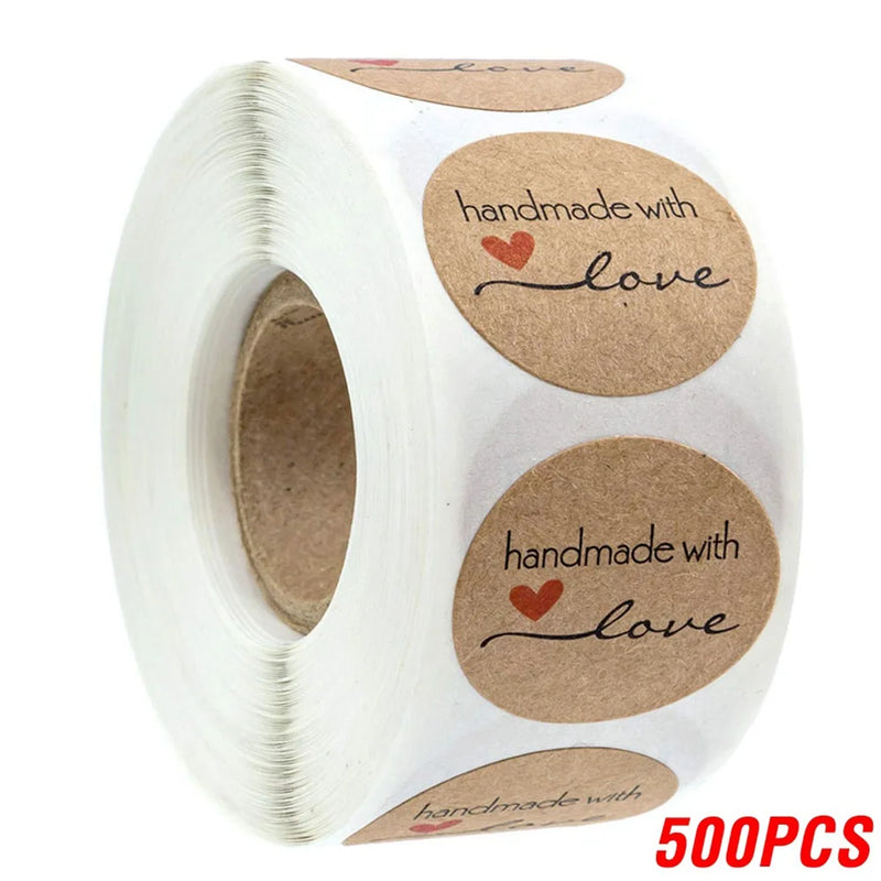 100-500pcs Round Natural Kraft Handmade Stickers Scrapbooking For Package Adhesive Thank You Sticker Seal Labels Stationery