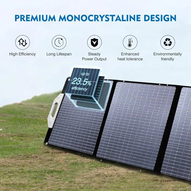 Portable-Solar-Panel-200W,IP67 Waterproof Foldable Solar Panels with MC-4Output for Power Station Generator,High 23.5%Efficiency