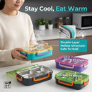 Microwavable 304 Stainless Steel Lunch Box 2/3 Compartment Bento Box Leakproof Food Storage Containers Adults Kids School