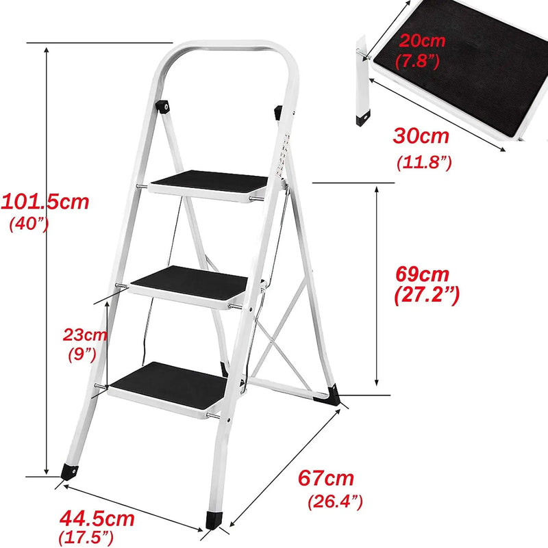 DayPlus Safety Folding Step Stool 2-4 Step Ladder Portable Foldable Stepladder Anti Slip Feet  for Indoor Outdoor Home Office
