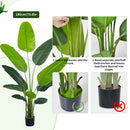 Artificial Bird of Paradise Plant 180cm with 11 Silk Banana Leaves Faux Plant Indoor Decor Trees with White Pot for Home