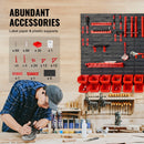 SucceBuy Wall Mounted Storage Bins 30/48Bin Parts Rack Organizer Garage with Wall Panels Hooks Plastic Shop Tool for Screw Nails