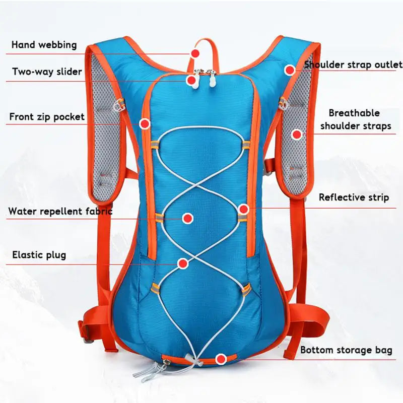 New 12L Outdoor Sport Bike Cycling Running Hiking Hydration Water Bag Storage Helmet Pack Waterproof UltraLight Bladder Backpack